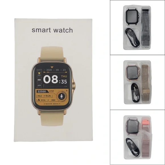 New Smartwatch Rose Gold Gold Black Fitness Tracker Watch - Picture 1 of 13